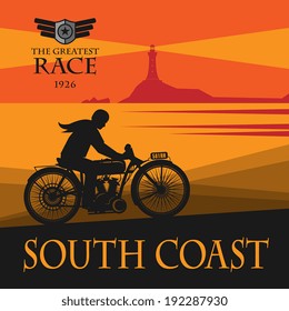 Vintage Motorcycle race background, vector illustration