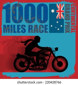 Vintage Motorcycle race label, vector illustration