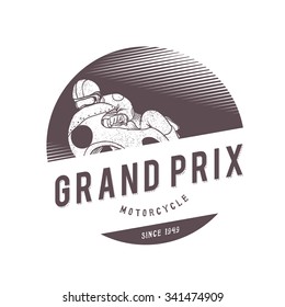 Vintage Motorcycle Race logo. Vector hand drawn. 