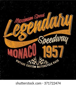 vintage  motorcycle race. original typography graphic. quality tee print design