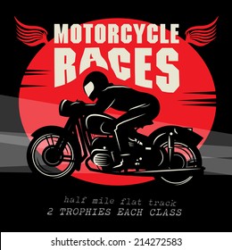 Vintage Motorcycle race poster, vector illustration