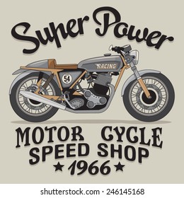 Vintage motorcycle racing typography, t-shirt graphics, vectors