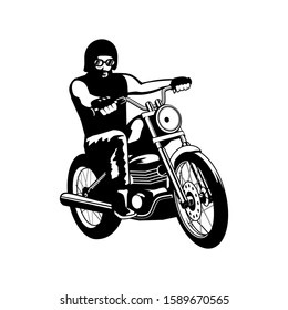 vintage motorcycle rider vector logo