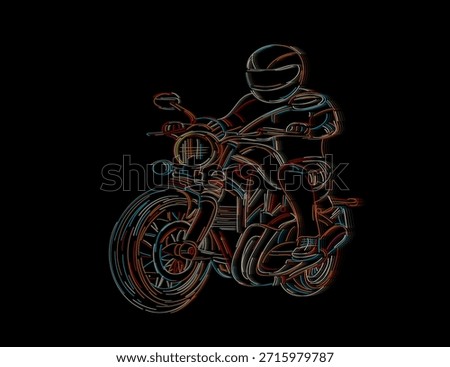 Vintage motorcycle ryder vector sketch in colors