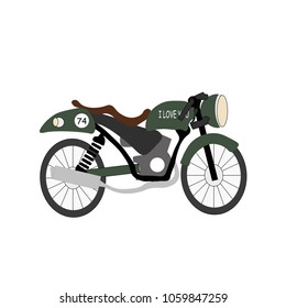 Vintage Motorcycle set, cartoon, vector illustration