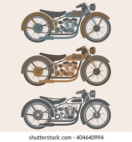 vintage motorcycle set graphic vector design template