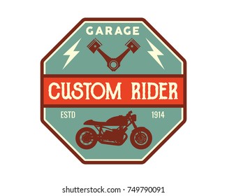 Vintage Motorcycle Speed Shop Garage Logo Badge Illustration