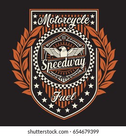 Vintage motorcycle speedway typography, tee shirt graphics, vectors