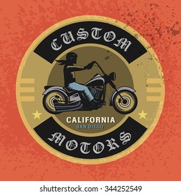 Vintage Motorcycle sport label, vector illustration