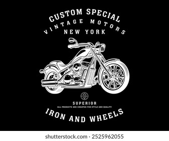 Vintage motorcycle t shirt. Motorcycle t shirt design. Motorcycle riding t shirt. Biking t shirt design. Vintage monochrome badge with motorcycle. Riding t-shirt design. American vintage motorcycles 