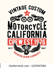 vintage motorcycle tee print design as vector