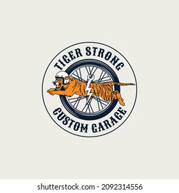 Vintage Motorcycle tiger. Hand drawn Vector illustration