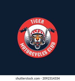 Vintage Motorcycle tiger head. Hand drawn Vector illustration