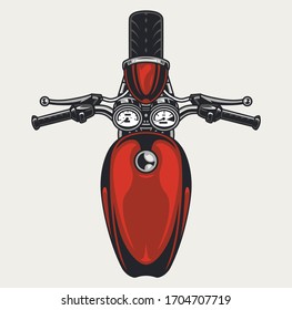 Vintage motorcycle top view colorful concept on light background isolated vector illustration