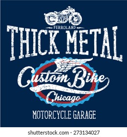 Vintage motorcycle T-Shirt design. Vector image.typography design. textile artwork design.Custom bike.