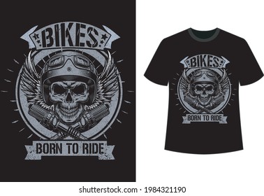 Vintage motorcycle t-shirt graphics born to ride vector illustration