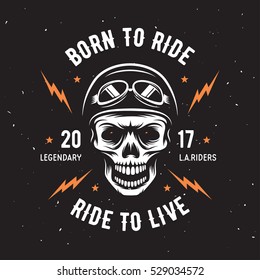 Vintage Motorcycle Tshirt Graphics Born Ride Stock Vector (Royalty Free ...