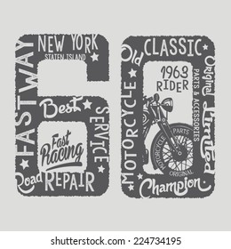 Vintage motorcycle, t-shirt graphics, vectors, sport 