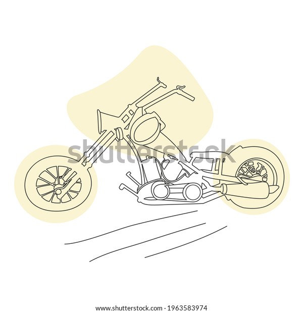 Vintage motorcycle, two-wheeled motorbike.
Hand-drawn monochrome vector, lineart, retro style. Sports
transport, travel car. Brutal character, speed, biker symbol. For
posters, banners,
print.