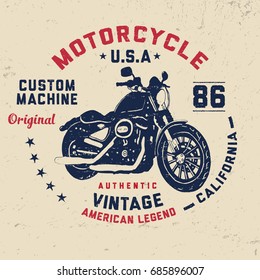 Vintage motorcycle  typography. T shirt for print. Vector illustration