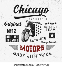 Vintage motorcycle  typography. T shirt for print. Vector illustration