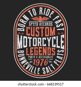 Vintage motorcycle typography, tee shirt graphics, vectors