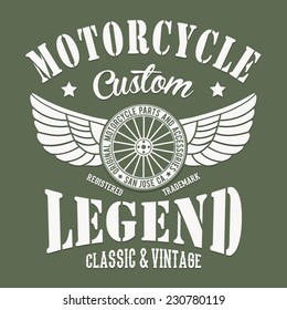 vintage motorcycle typography, t-shirt graphics, vectors