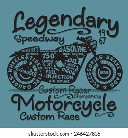 Vintage motorcycle typography, t-shirt graphics, vectors