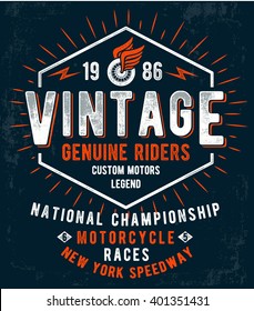 Vintage motorcycle typography, t-shirt graphics. Vectors