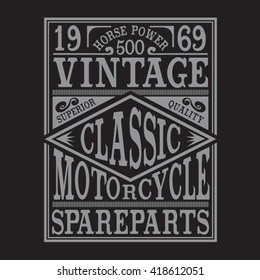 Vintage motorcycle typography, t-shirt graphics, vectors