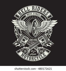 Vintage motorcycle typography, t-shirt graphics, vectors