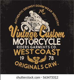 vintage motorcycle vector design for tee print
