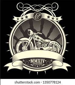 Vintage Motorcycle. vector hand drawing,Shirt designs, biker, dj, gentleman, barber and many others.
isolated and easy to edit. Vector Illustration - Vector 
