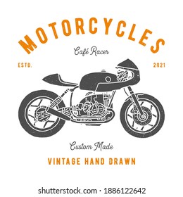Vintage motorcycle vector, hand drawn cafe racer illustration. 02