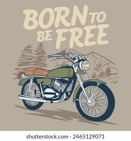 gráfico de Ilustración vectorial de motocicleta vintage