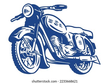 Vintage motorcycle - vector illustration - hand drawn
