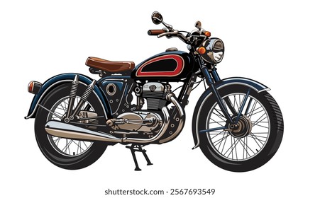 Vintage motorcycle vector illustration style, isolated on white background for design elements