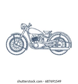 Vintage Motorcycle vector logo design template. bikeshop or motorcycle service icon. Vector Illustration
