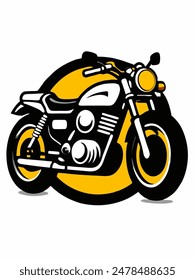 Vintage motorcycle vector on a Yellow  background
