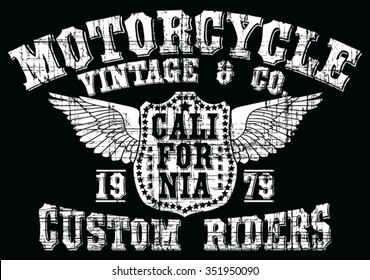 Vintage Motorcycle  vector print and varsity. For t-shirt or other uses in vector.