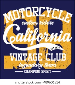 Vintage Motorcycle vector print and varsity. For t-shirt or other uses in vector.