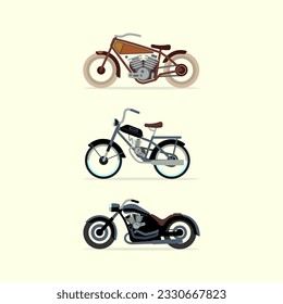 vectores de estilo plano de motocicletas vintage