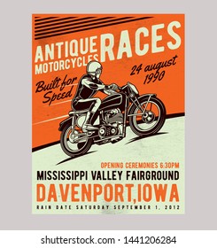 Vintage Motorcycles racer poster .