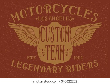 vintage motorcycles typography, t-shirt graphics, vectors