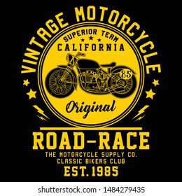 Vintage motorcyle, superior team, california slogan typography, t-shirt graphics, vectors