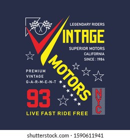 vintage motors typography. t-shirt graphics, banner, print, vectors illustration