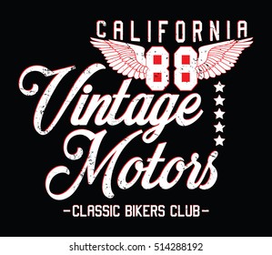 Vintage motors typography, t-shirt graphics, vectors