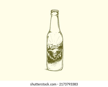 Vintage mountain adventur in bottle vector file