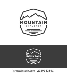 Vintage Mountain Adventure Emblem Logo design, Mountain Peaks Logo design vector