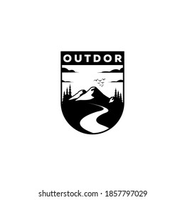 vintage mountain adventure outdoor logo vector design illustration